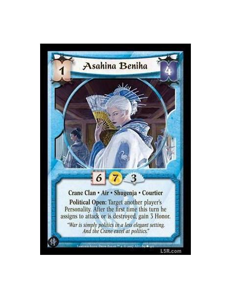 Asahina Beniha FOIL  - Crane Clan · Air · Shugenja · Courtier. Political Open: Target another player's personality. After the fi
