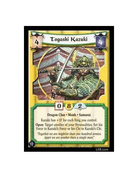 Togashi Kazuki FOIL  - Dragon Clan · Monk · Samurai Kazuki has +1F for each Ring you control.Open: Target another of your Person