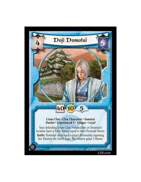 Doji Domotai Exp3 Full Bleed (Spanish)  - Crane Clan · Clan Champion · Samurai · Duelist · Experienced 3 · Unique · Loyal. Your