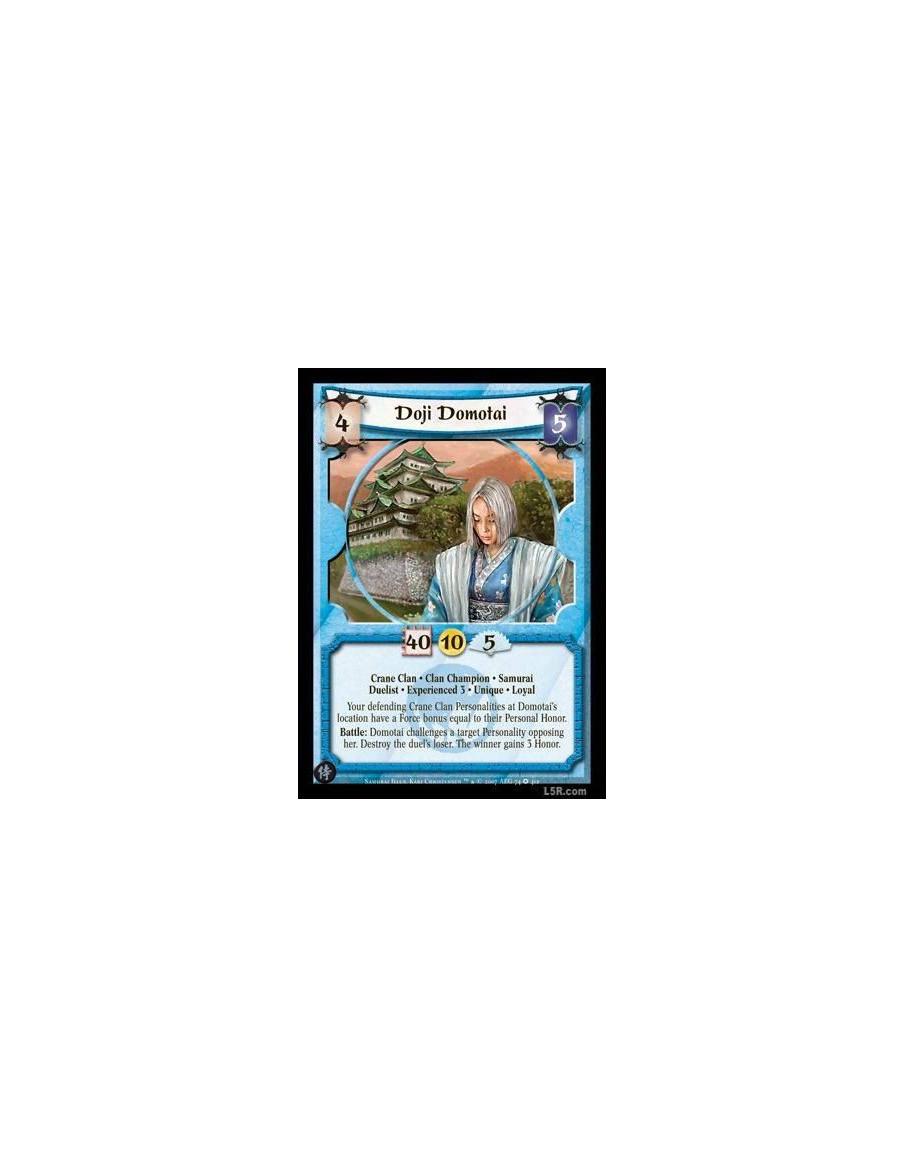 Doji Domotai Exp3 Full Bleed (Español)  - Crane Clan · Clan Champion · Samurai · Duelist · Experienced 3 · Unique · Loyal. Your 