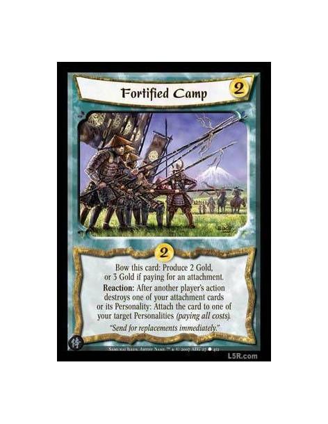 Fortified Camp FOIL  - Bow this card: Produce 2 Gold, or produce 3 Gold if paying for an attachment. Reaction: After another pla