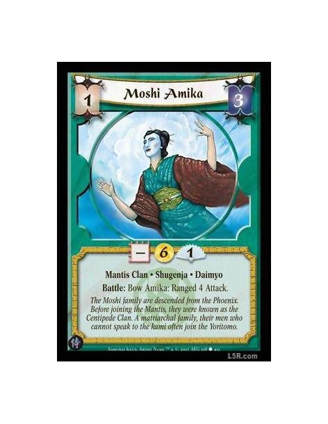 Moshi Amika FOIL  - Mantis Clan · Shugenja · Daimyo. Battle: Bow Amika: Ranged 4 Attack.