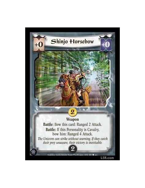 Shinjo Horsebow FOIL  - Weapon. Battle: Bow this card: Ranged 2 Attack. Battle: If this Personality is Cavalry, bow him: Ranged 