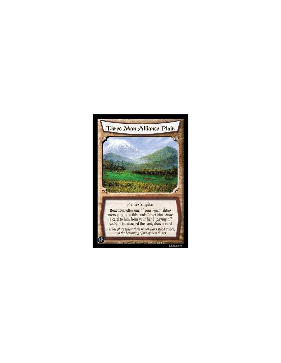 Three Man Alliance Plain (Formato Celestial)  - Plains · Singular Reaction: After one of your personalities enter play, bow this
