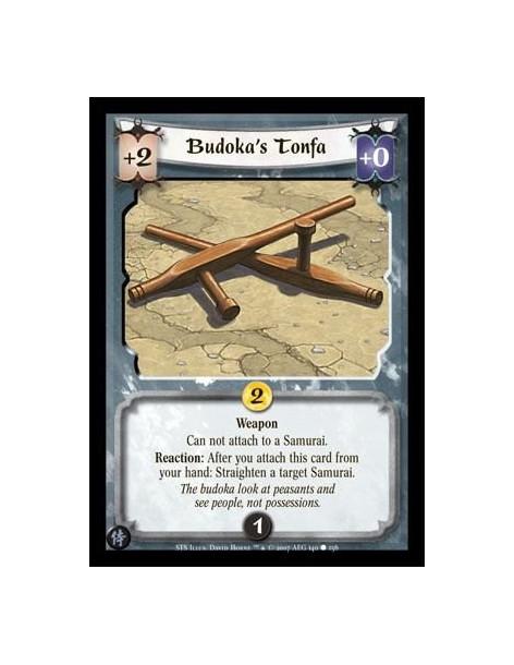 Budoka's Tonfa  - Weapon. Can not attach to a Samurai. Reaction: After you attach this card from your hand: Straighten a target 
