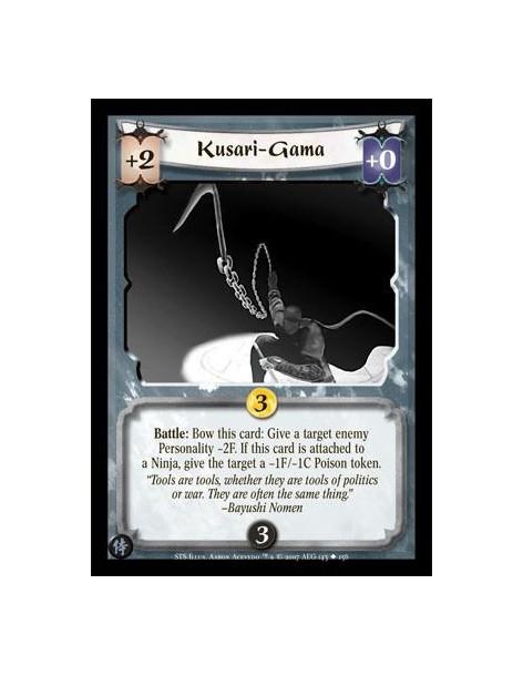 Kusari Gama (Idioma Español)  - Battle: Bow this card: Give a target enemy Personality -2F. If this card is attached to a Ninja,