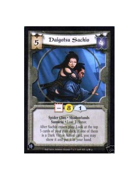 Daigotsu Sachio  - Spider Clan • Shadowlands • Samurai Lose 3 Honor. After Sachio enters play: Look at the top 5 cards of your F