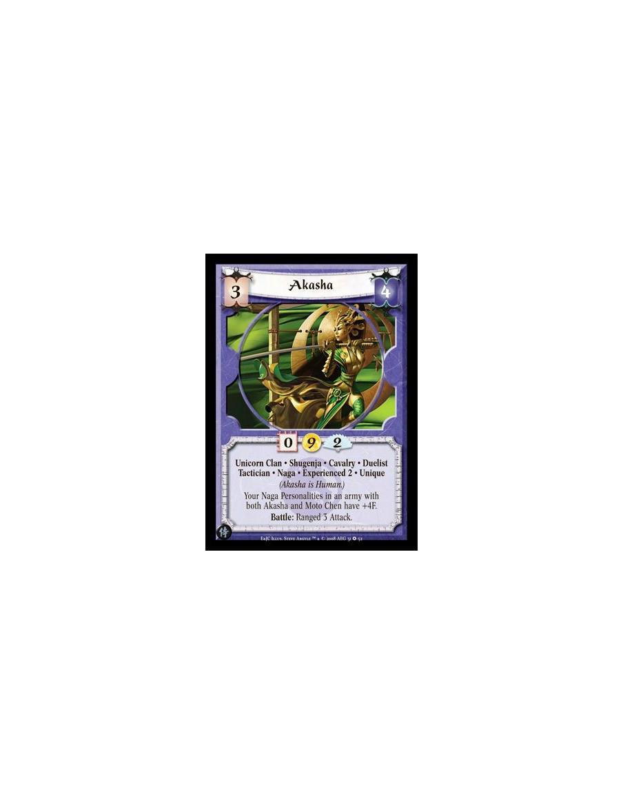 Akasha Exp2  - Unicorn Clan • Shugenja • Cavalry • Duelist Tactician • Naga • Experienced 2 • Unique (Akasha is Human.) Your Nag