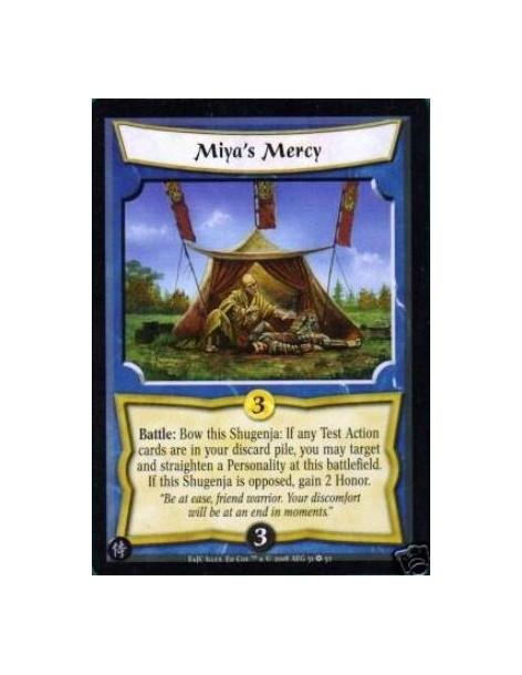 Miya's Mercy  - Battle: Bow this Shugenja: If any Test Action cards are in your discard pile, you may target and straighten a Pe